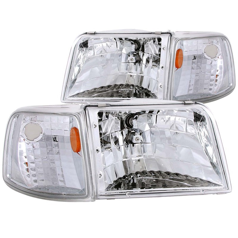 ANZO 111119 1997 fits Ford 93-19 Ranger Crystal Headlights Chrome w/ Corner Lights 2pc