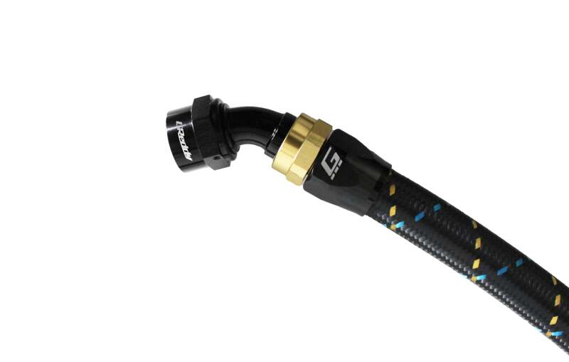 GReddy 12800645 AN06 45 DEGREE HOSE END SWIVEL BLACK/GOLD ANODIZED