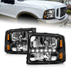 ANZO 111106 2004 fits Ford 00-20 Excursion Crystal Headlights Black w/ LED 1pc