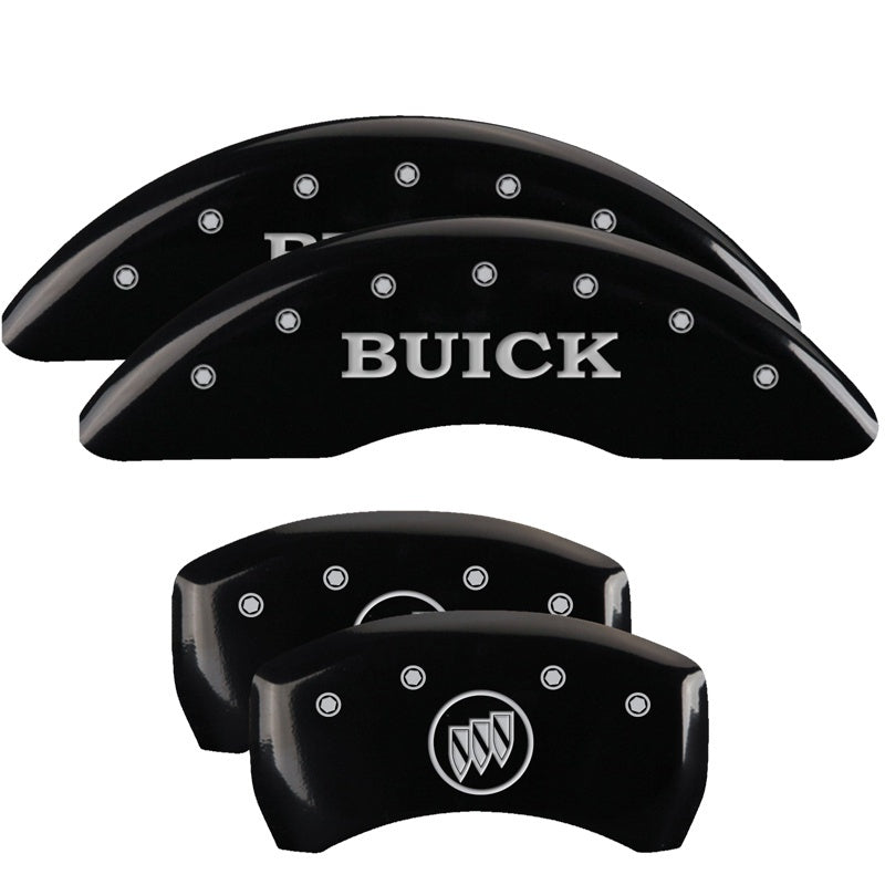 MGP 49013SBSHBK 4 Caliper Covers Engraved Front Buick Rear Black Finish Silver C