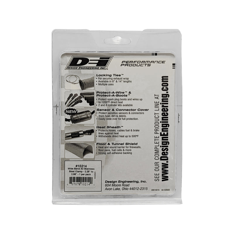 DEI 10214 Stainless Clamp 2.25in to 2.56in - Wide Band Clamp 1 per pack