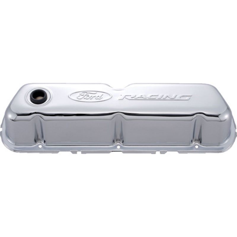 Ford Racing 302-070 Embosses Logo Stamped Steel Valve Cover Chrome