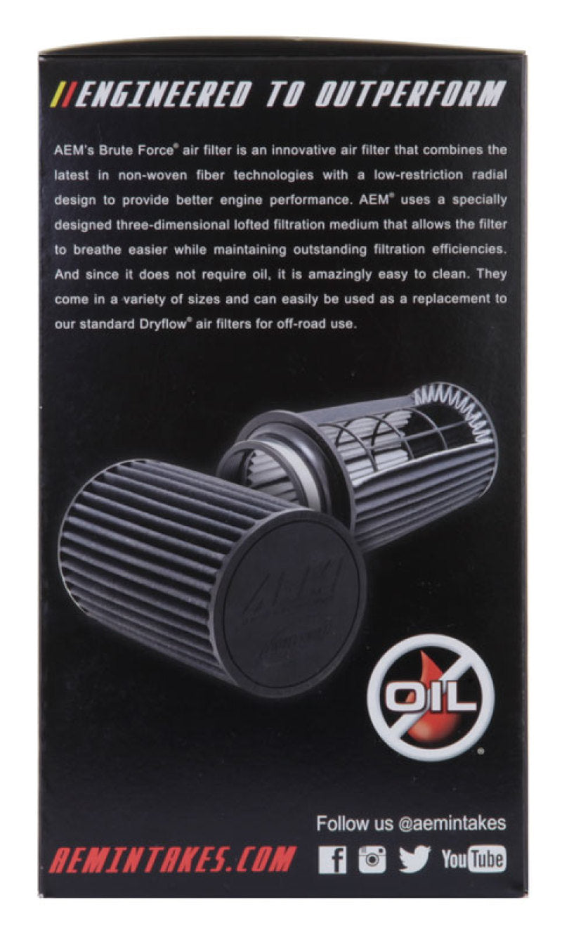 AEM 21-2059BF Dryflow 4in. X 9in. Round Tapered Air Filter