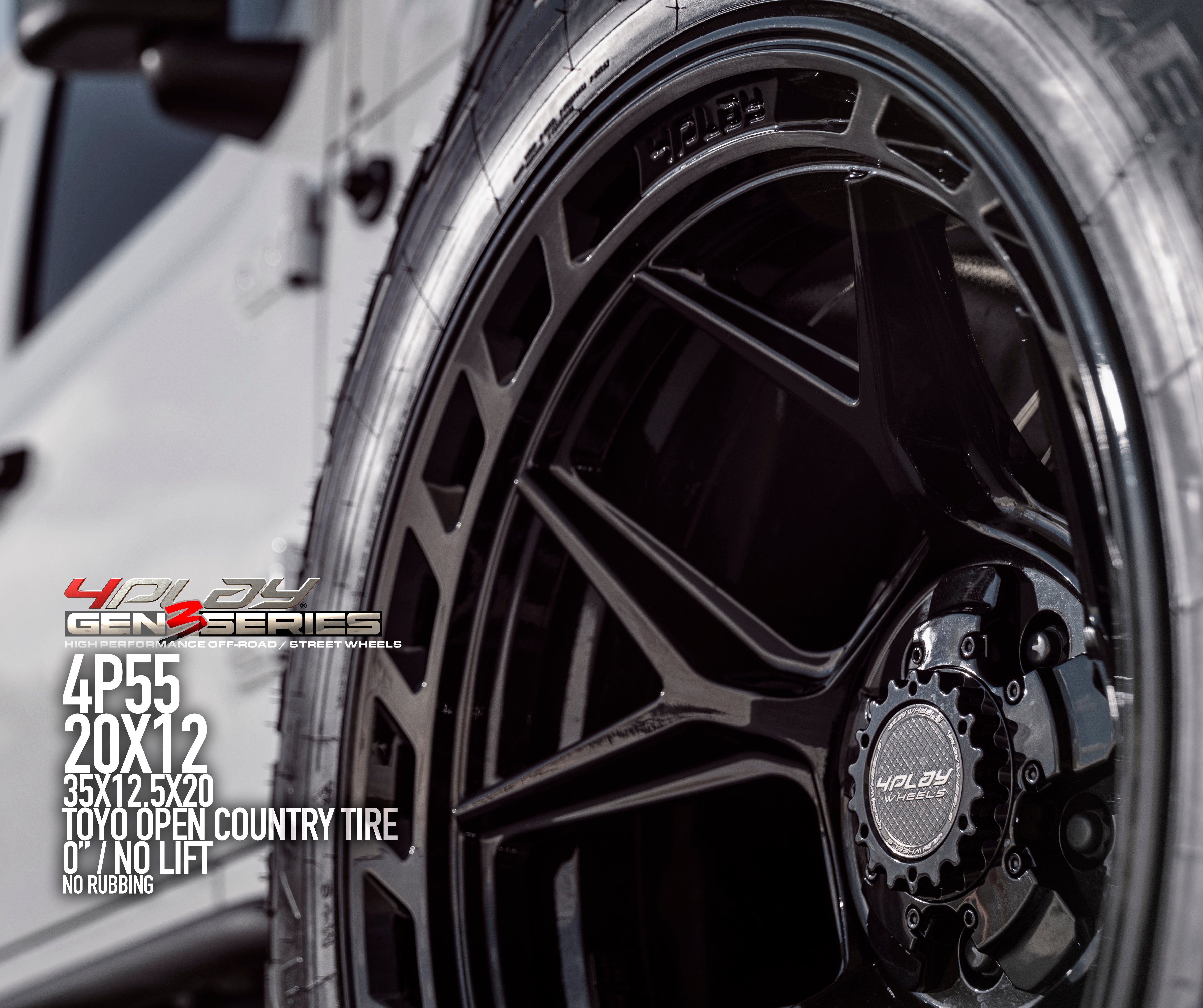 4PLAY 4P55-20120-6D55-44BBT Gen3 20x12 6x135mm & 6x5.5" -44et in Brushed Black