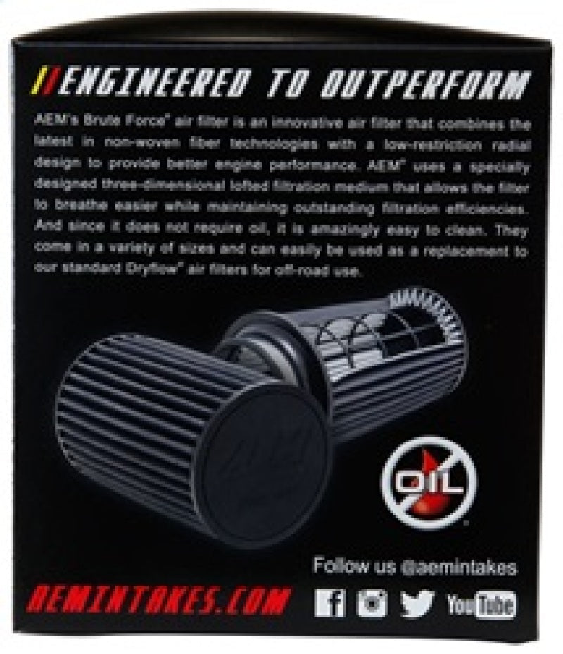 AEM 21-202BF 2.75 inch x 5 inch DryFlow Air Filter