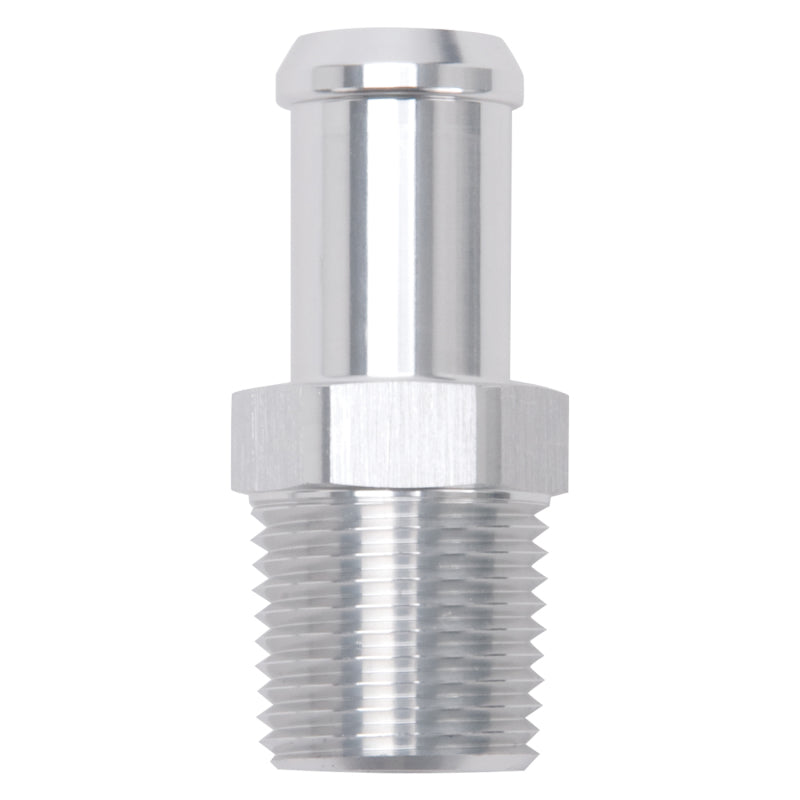 Edelbrock 8160 Hose End Straight 1/2In NPT to 5/8In Barb Clear Anodize