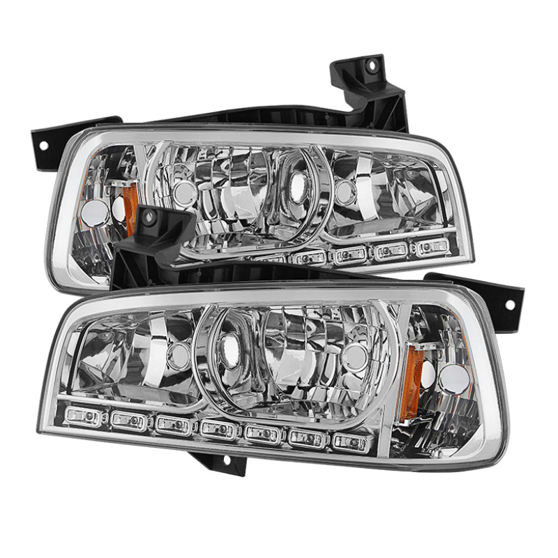 5017628 Xtune fits Dodge 06-10 Charger 1Pc LED Crystal Headlights Chrome HD-ON