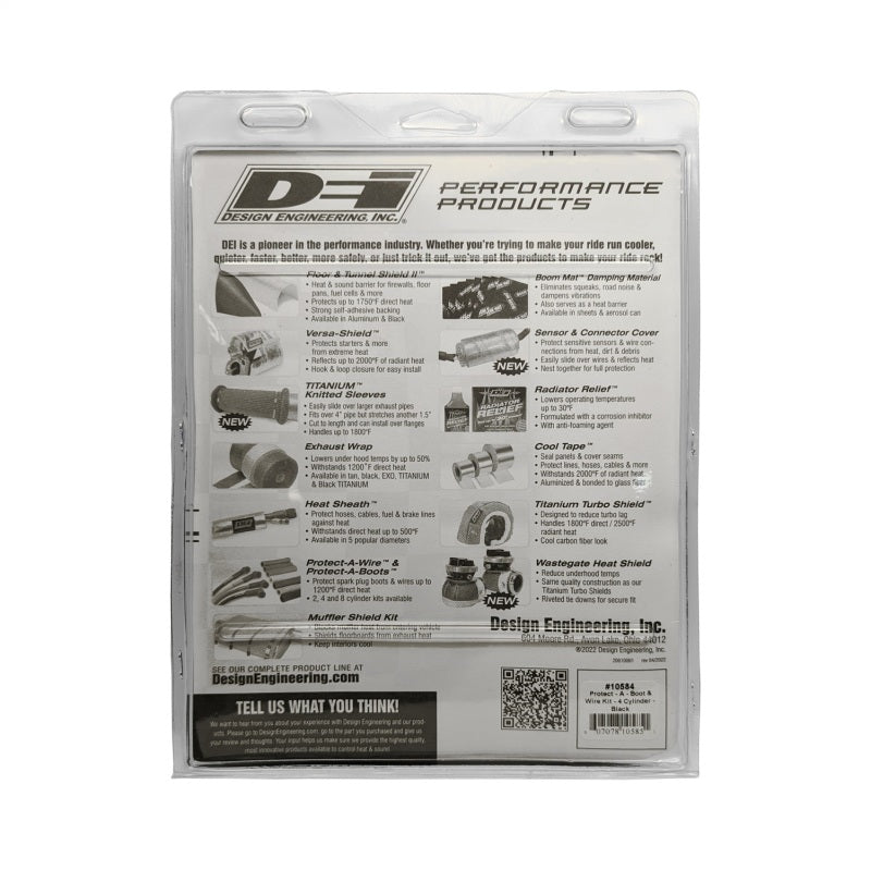 DEI 10584 Protect-A-Boot and Wire 4 Cylinder Kit - Black