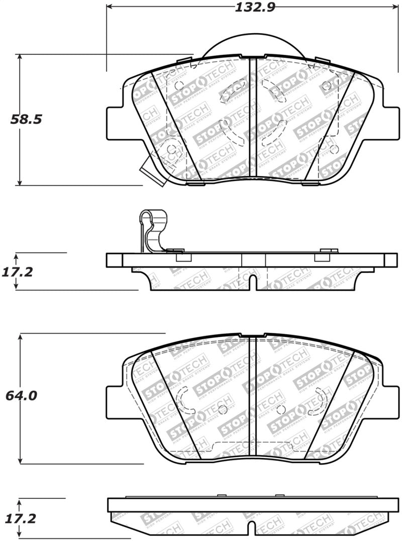 Stoptech 305.1444 09-15 Hyundai Sonata Street Select Front Brake Pads