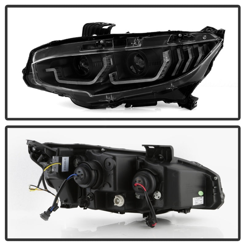 Spyder 5087867 fits Honda Civic 16- 2DR/4DR/Hatchback Projector Headlights - Bl