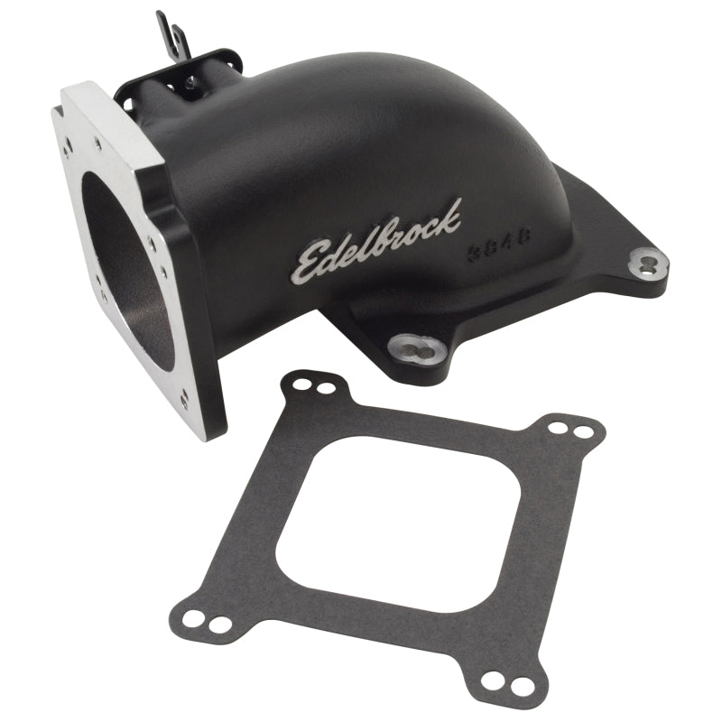 Edelbrock 38483 Low Profile Intake Elbow 90mm Throttle Body to Square-Bore Flange Black Finish