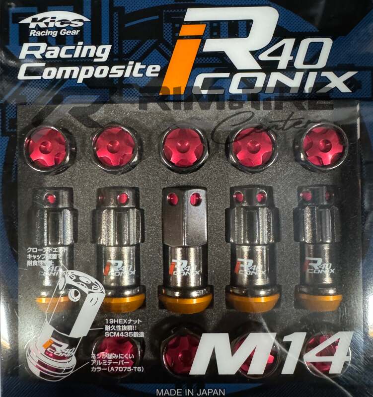 Project Kics WRIA14CR R40 Iconix 14x1.50 Classical Lock & Lug Nuts 16+4 (Red Cap)