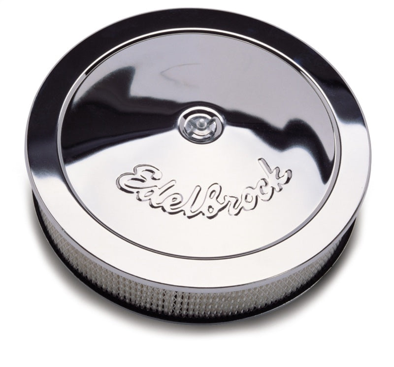 Edelbrock 1207 Air Cleaner Pro-Flo Series Round Steel Top Paper Element 14In Dia X 3 313In Chrome