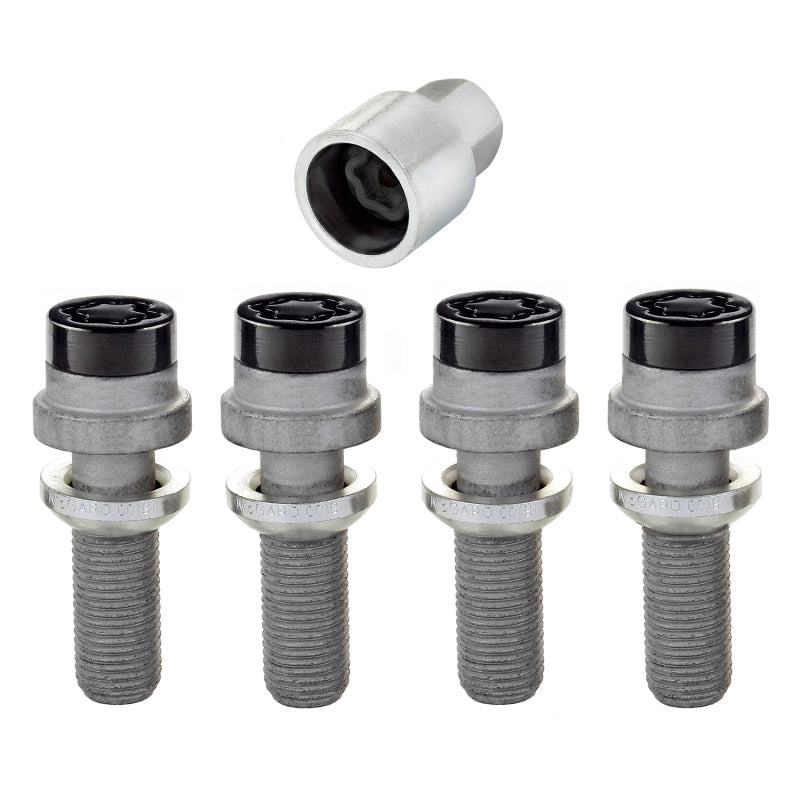 McGard 28332 Wheel Lock Bolt Set - 4pk. (Radius Seat) M14X1.5 / 19mm Hex / 35.4mm Shank Length - Black