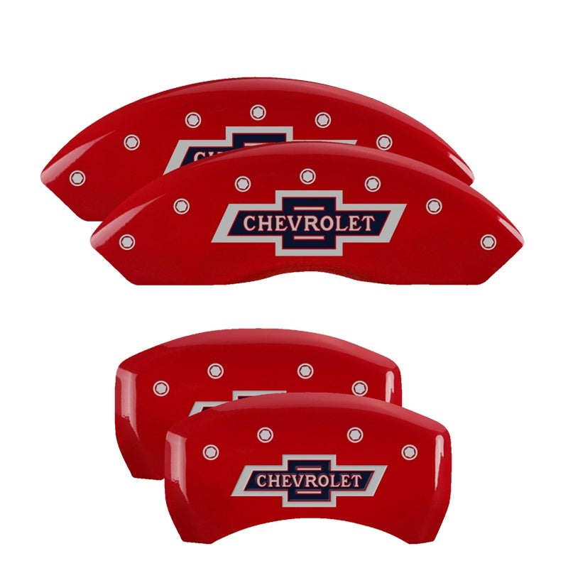 MGP 14235SBANRD 4 Caliper Covers Engraved F & R 100 Anniversary Red Finish Silve