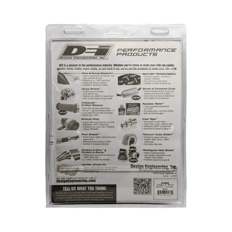 DEI 10584 Protect-A-Boot and Wire 4 Cylinder Kit - Black
