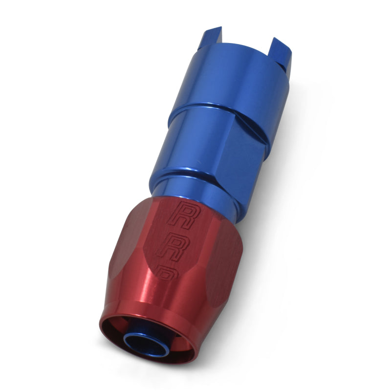 Russell 611200 Performance 3/8in SAE Quick Disc Female to -6 Hose Red/Blue Straight Hose End