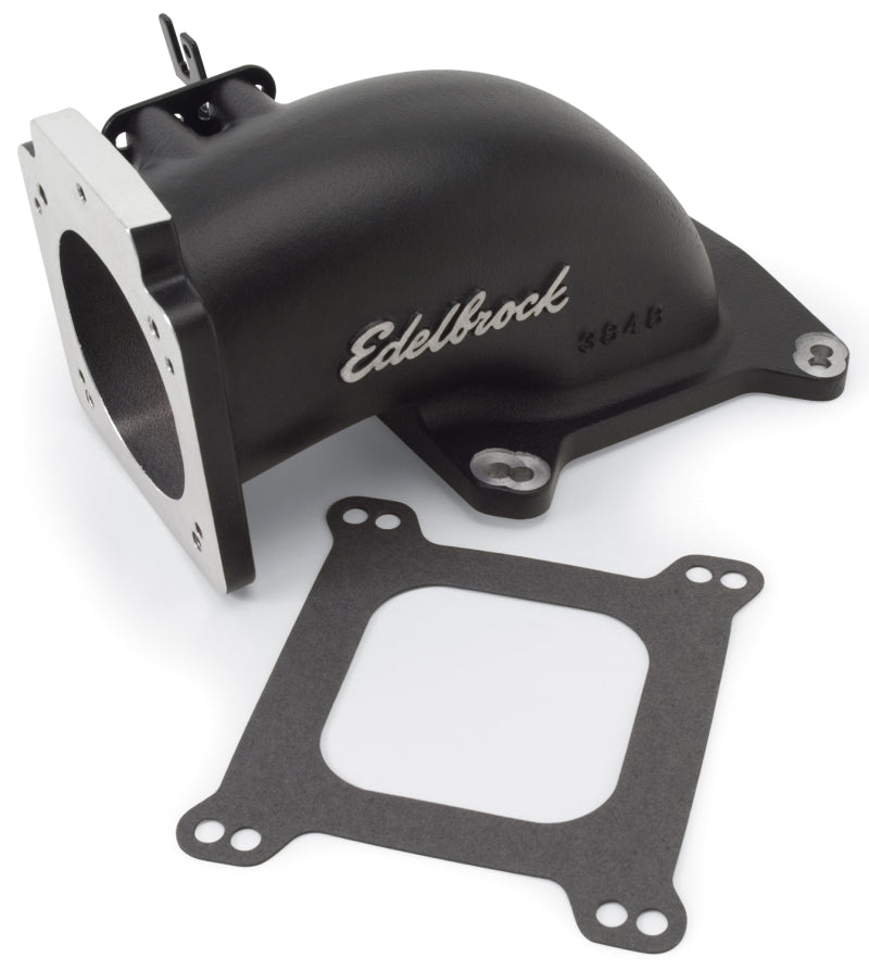 Edelbrock 38483 Low Profile Intake Elbow 90mm Throttle Body to Square-Bore Flange Black Finish