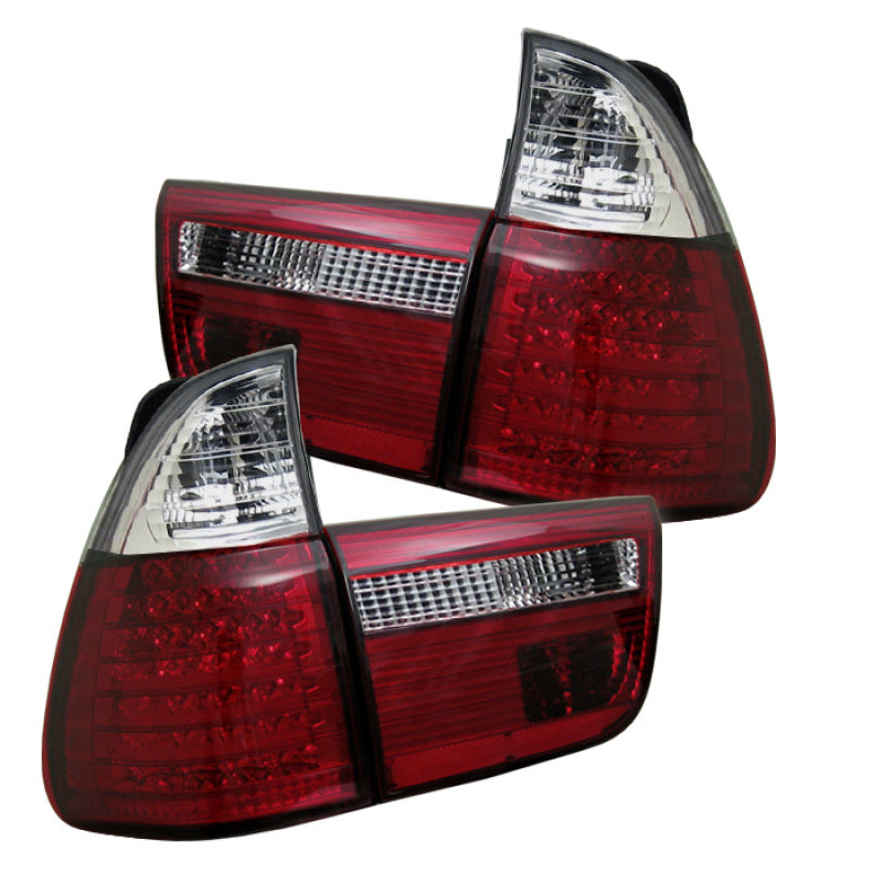 Spyder 5000804 fits BMW 00-06 E53 X5 4PCS LED Tail Lights Red Clear ALT-YD-BE53