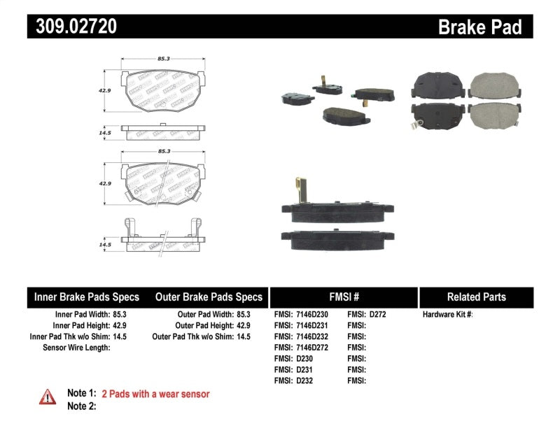 Stoptech 309.0272 Performance 89-98 240SX Rear Brake Pads