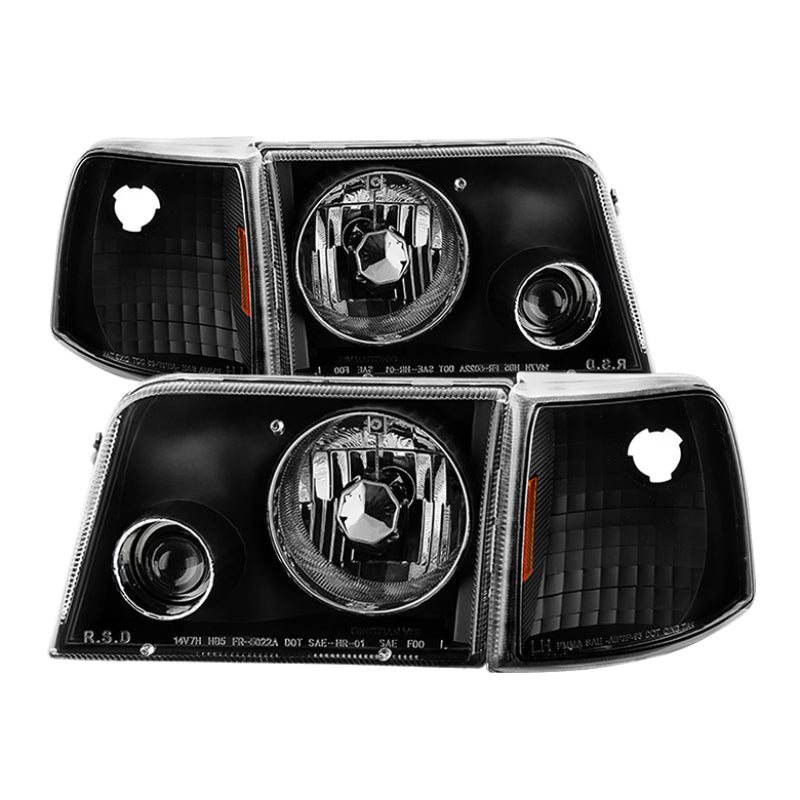 9029387 Xtune fits Ford 93-97 Ranger Projector Headlights w/ Corner Lights Bla