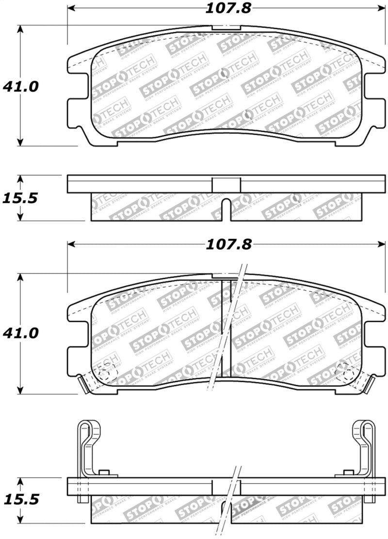 Stoptech 308.0383 Street Touring 4/89-99 fits Mitsubishi Eclipse GST Rear Brake Pads