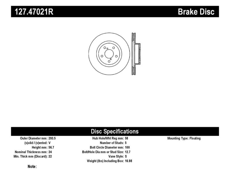 Stoptech 127.47021R Slotted & Drilled Sport Brake Rotor