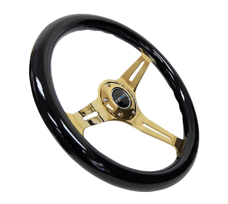 NRG ST-015CG-BK ST-015CG-BK Classic Wood Grain Steering Wheel Black Grip