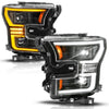 ANZO 111630A 15-17 fits Ford F-150 (Factory Halogen Model ONLY) Full LED Proj Headlights Init/SeqSig Black- Pair