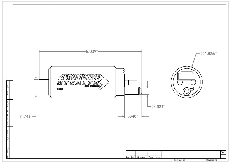 Aeromotive 11569 340 Series Stealth In-Tank E85 Fuel Pump - Center Inlet - Offs