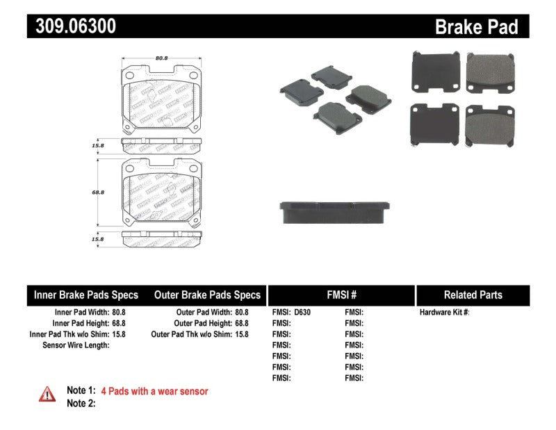 Stoptech 309.063 Performance 5/93-98 fits Toyota Supra Turbo Rear Brake Pads