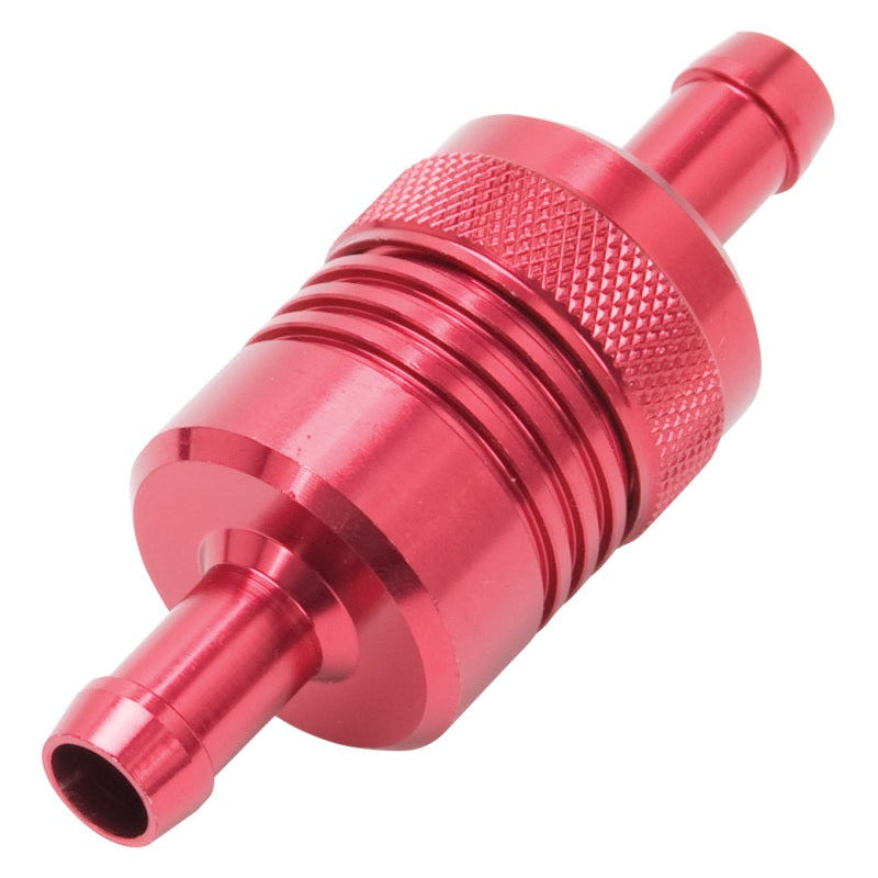 Edelbrock 8139 Fuel Filter Aluminum 3In X 01/ 1/8In 3/8In Inlet/Outlet Red