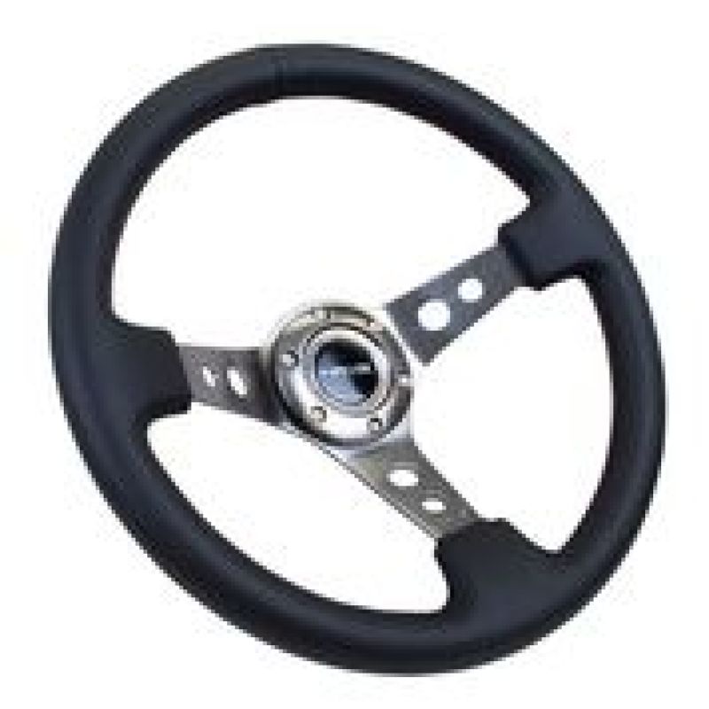 NRG RST-006GM RST-006GM Reinforced Steering Wheel Blk Leather w/Gunmetal Circle