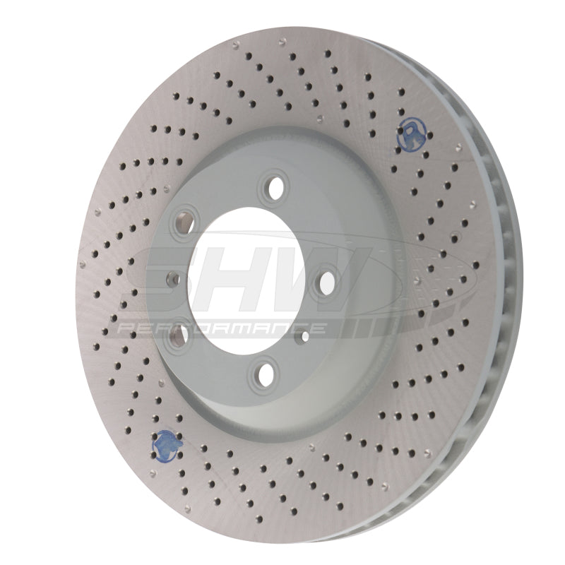SHW Performance PFR33009 SHW 04-08 fits Porsche 911 GT3 w/o Ceramics Right Front Cross-Drilled Monobloc Brake Rotor (99735141090)