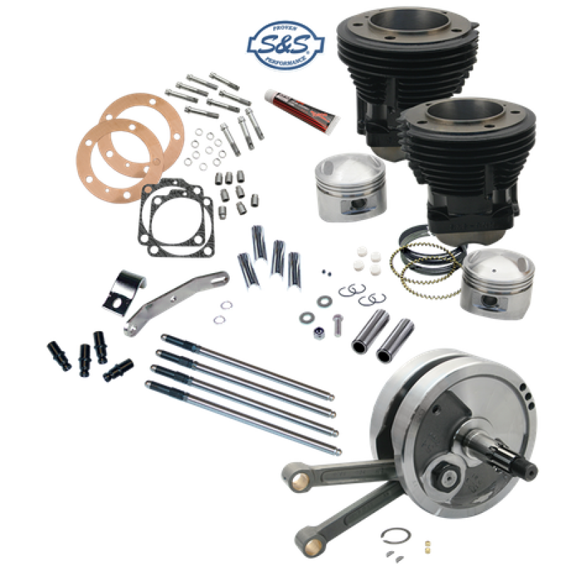S&S Cycle 91-9130 70-84 BT 93in Sidewinder High Compression Big Bore Stroker Kit - Gloss Black