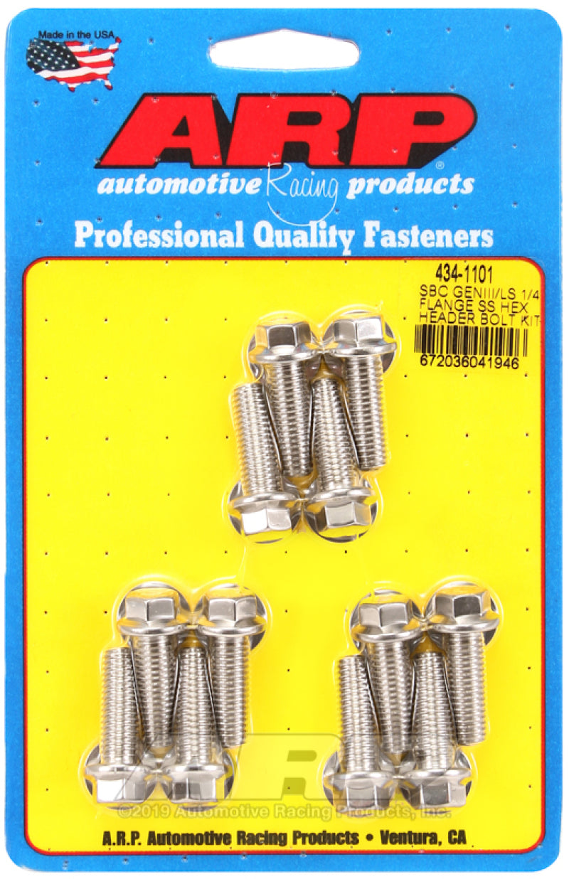 ARP 434-1101 fits SBC/GENIII LS 1/4 Flange SS Hex Header Bolt Kit