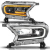 ANZO 111632A 19-23 fits Ford Ranger (Factory Halogen Model) Full LED Proj Headlights Init/DRL/SeqSig Black - Pair