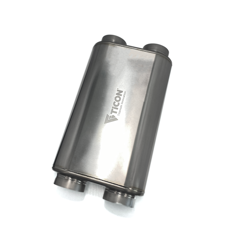 Ticon 116-07623-0250 Industries 17in OAL 3.0in Dual In/Out Thin Oval Titanium Muffler - Matte