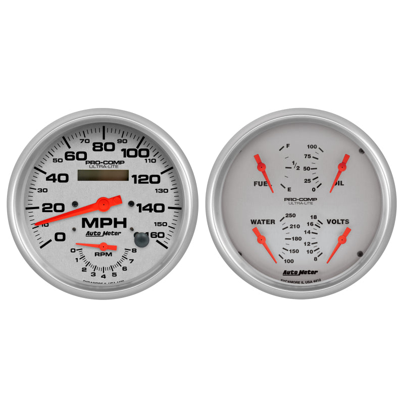 AutoMeter 4405 Ultra-Lite 2pc Gauge Kit Quad & Tach/Speedo 5in.