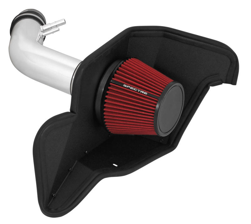 Spectre 9041 15-16 fits Ford Mustang V6-3.7L F/I Air Intake Kit - Polished w/Red Filter