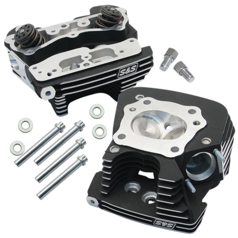 S&S 90-1293 Cycle 99-05 BT Super Stock 79cc Cylinder Head Kit - Wrinkle Black