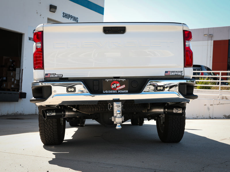 AFE 49-44126-B Bore-HD 4in 409SS DPF-Back Exhaust System w/Black Tip 20 fits GM