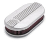 Edelbrock 41159 Air Cleaner Classic Series Oval Aluminum Top Cloth Element 17 5In X 9 35In X 3 9In Satin