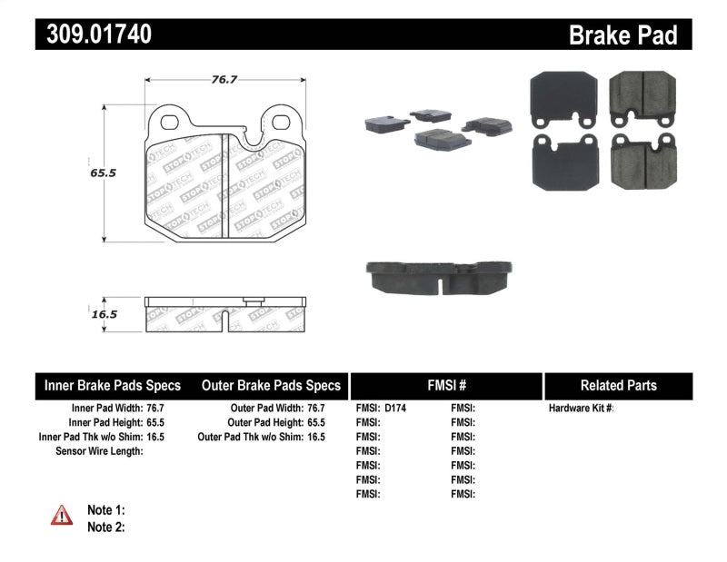 Stoptech 309.0174 Performance Brake Pads