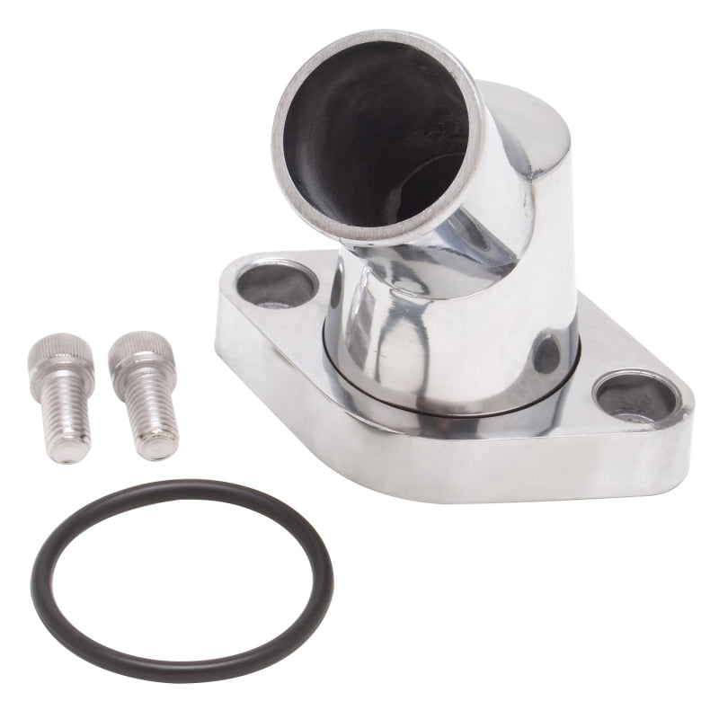 Edelbrock 4817 Waterneck fits SBC/BBC 45-Degree Two-Piece Cast Swivel Polished