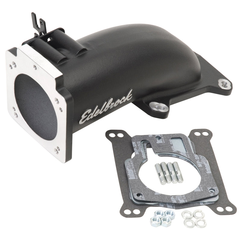Edelbrock 38473 Ultra Low Profile Intake Elbow 90mm Throttle Body to Square-Bore Flange Black Finish