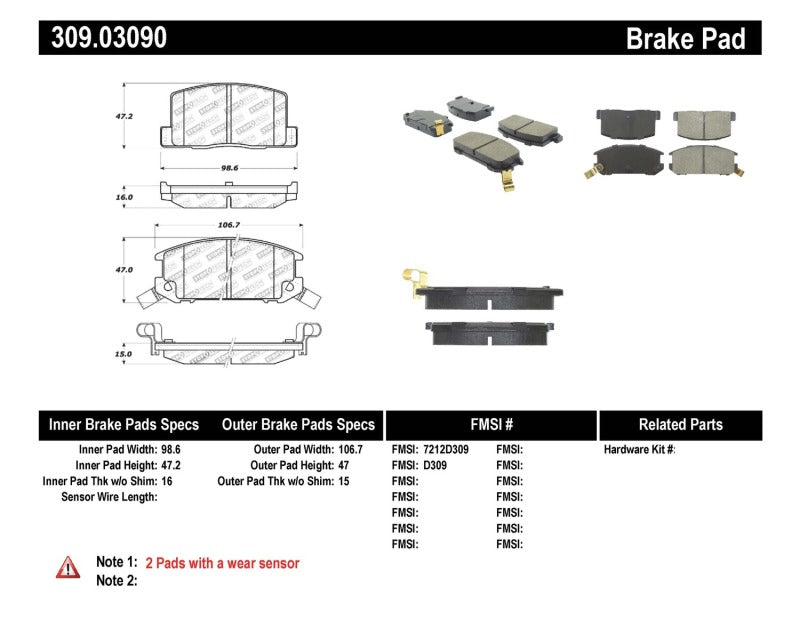 Stoptech 309.0309 Performance Brake Pads