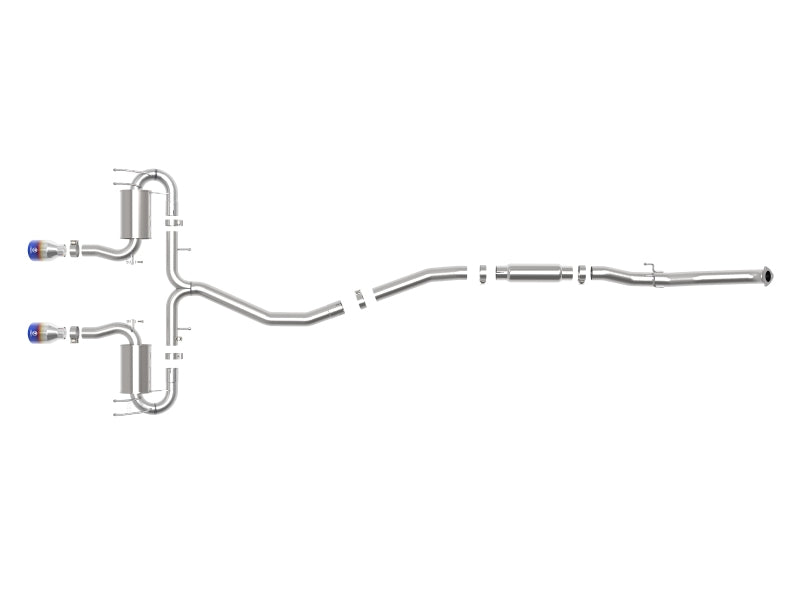AFE 49-36624-L 3in 304 SS Cat-Back Exhaust System w/Blue Flame Tips 17-20 fits