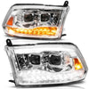 ANZO 111627A 09-19 fits Dodge RAM 1500 / 10-18 2500/3500 LED Proj Headlights SeqSig Chrome - Pair