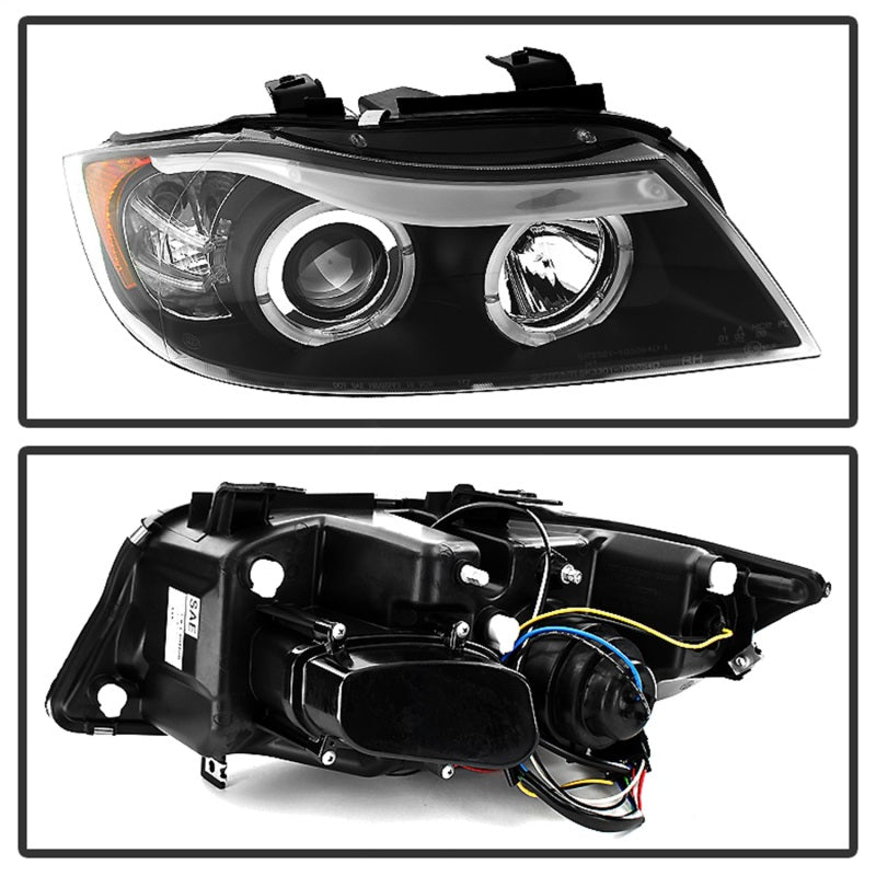 Spyder 5009005 fits BMW 06-08 E90 3-Series Projector LED Halo Amber Reflctr Rpl